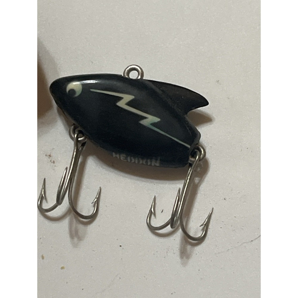 Vintage Heddon Sonic Fishing Lure Black White Lightning w Box Papers